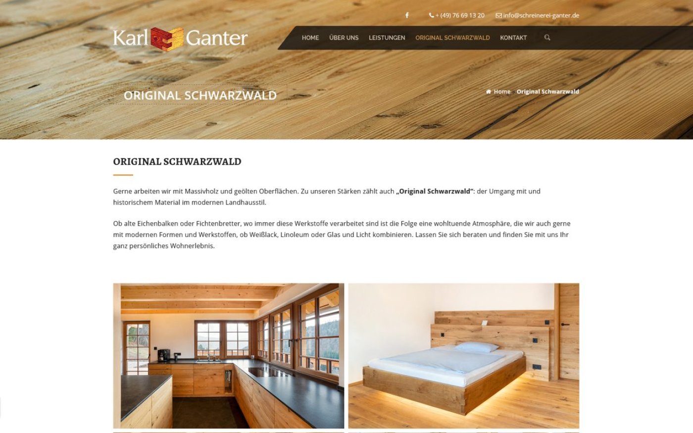 Website Schreinerei Karl Ganter · Titisee-Neustadt – Webdesign von Gehring Media