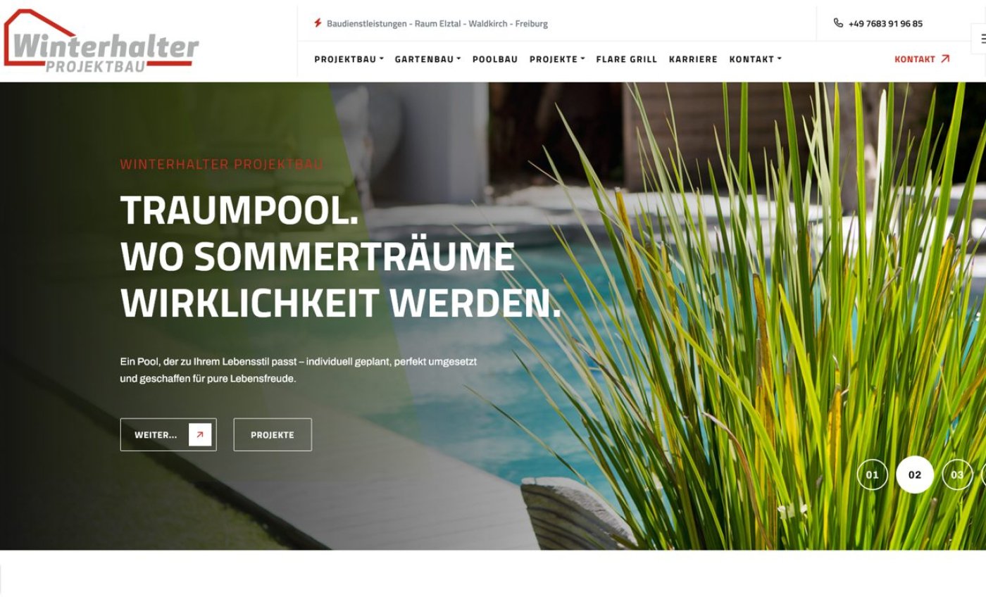 Website Winterhalter Projektbau · Gartenbau & Innenausbau – Webdesign von Gehring Media