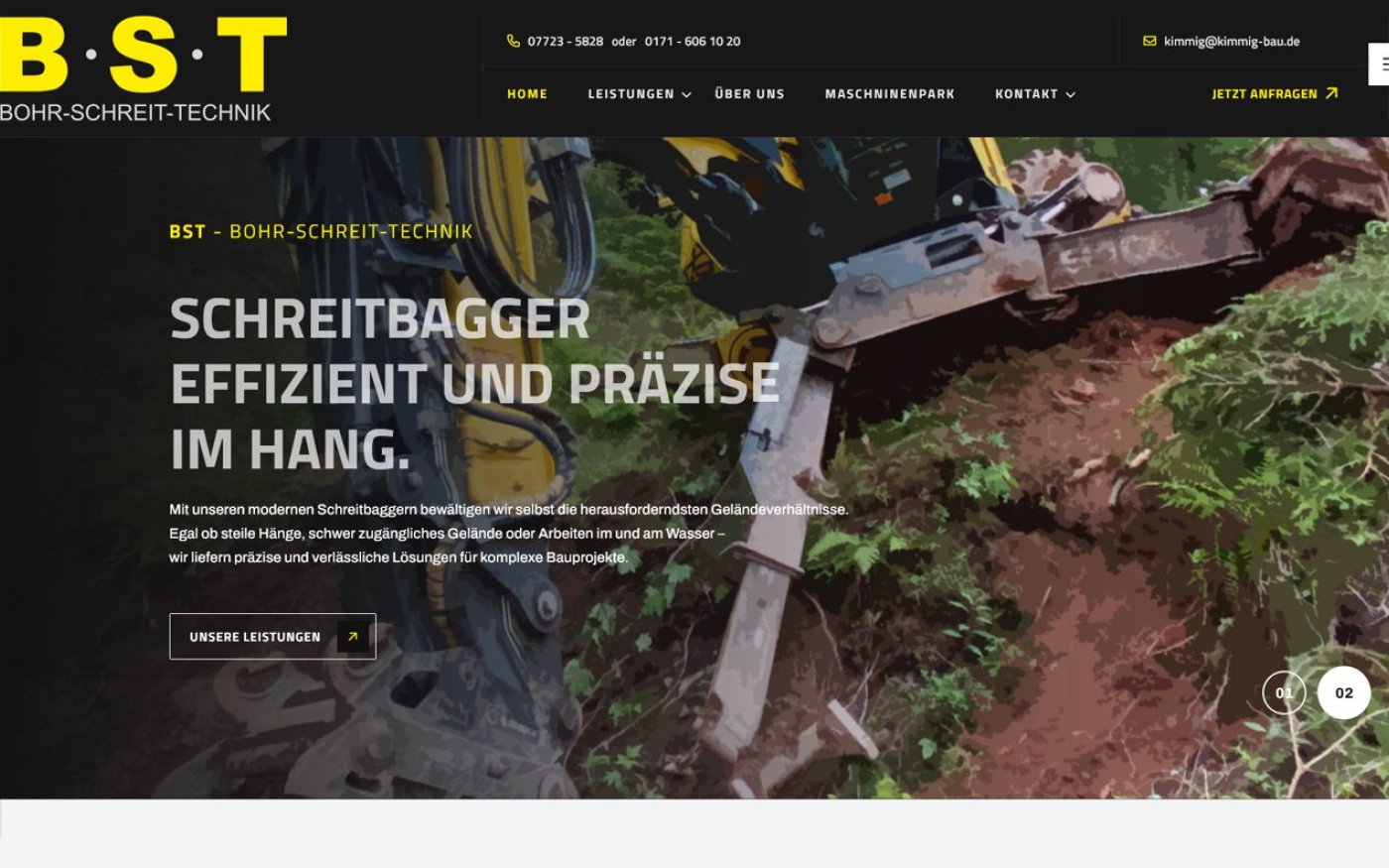 Website BST Kimmig · Schreitbagger – Webdesign von Gehring Media